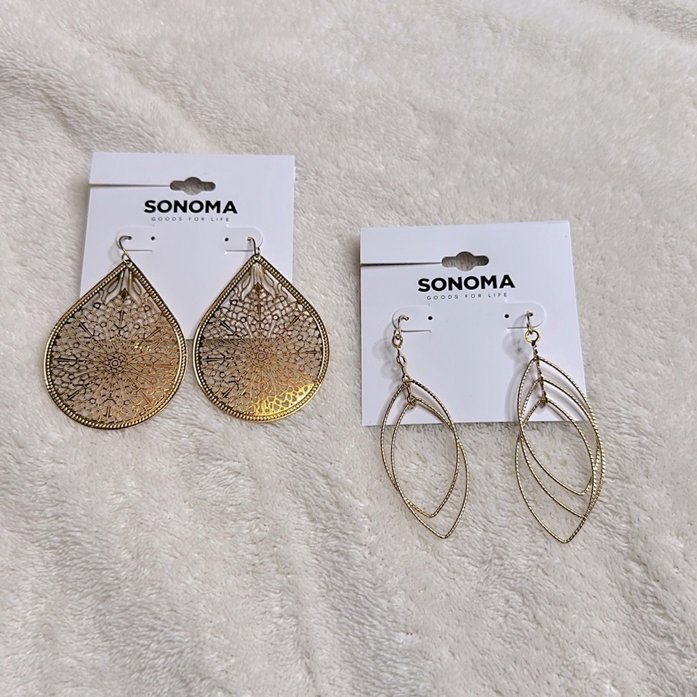 Sonoma 2 set of gold earrings NEW‎ NEVER WORN